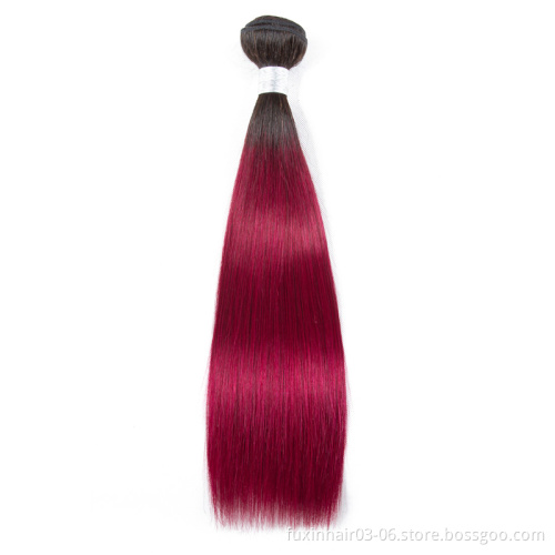 Tissage Naturel Pas Cher Raw Unprocessed 1B Burgundy Brazilian Hair Straight Weave Bundles